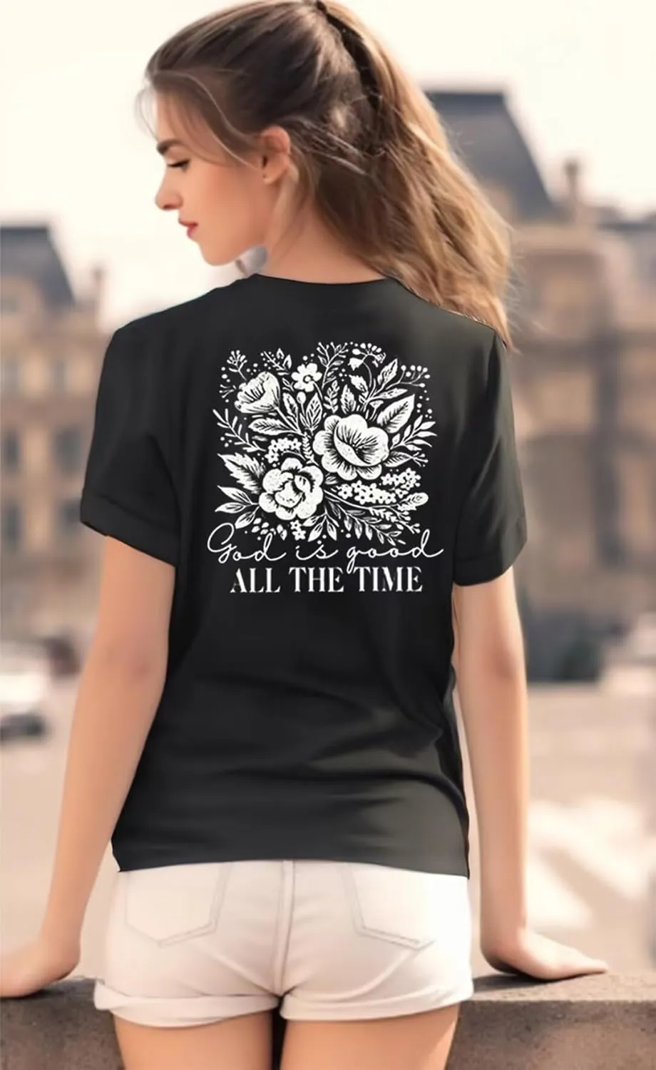 Retro Christian Jesus Faith T Shirts for Women Cross Pray Floral Printed Short Sleeve Inspirational Bible Verse Tee Tops