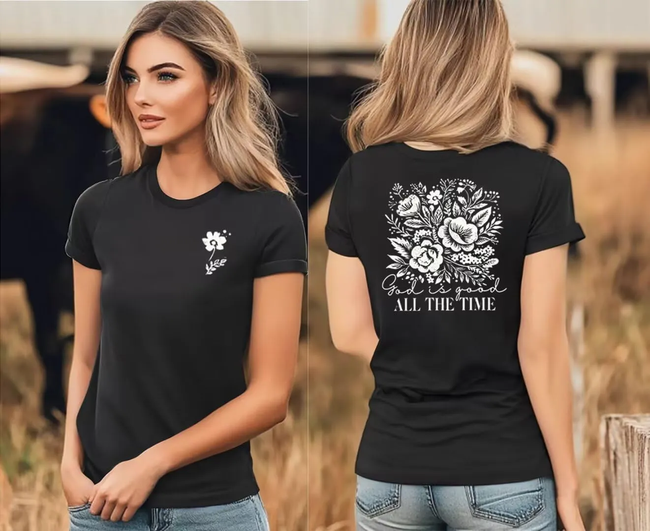 Retro Christian Jesus Faith T Shirts for Women Cross Pray Floral Printed Short Sleeve Inspirational Bible Verse Tee Tops