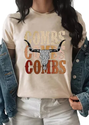 Retro Steer Skull Western T-Shirts for Women Cowboy Vintage Graphic Tees Country Concert Shirt Western Retro Shirt