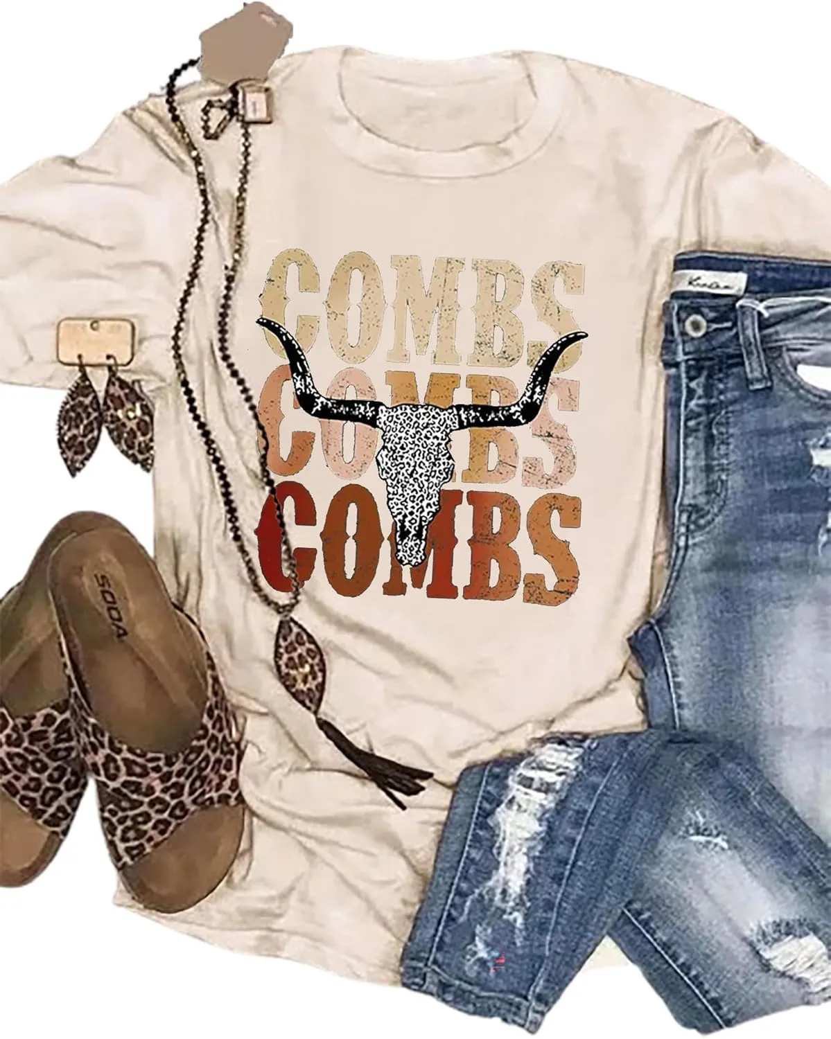 Retro Steer Skull Western T-Shirts for Women Cowboy Vintage Graphic Tees Country Concert Shirt Western Retro Shirt