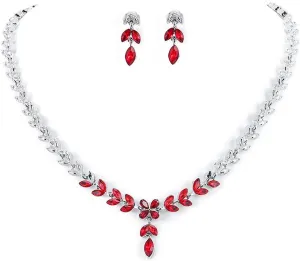 Rhinestone Bride Necklace Earrings Set Wedding Teardrop Choker Bridal Earrings Dangle Bridemaid Jewelry Sets Party Festival Evening Sparkly Body Glitter for Women and Girls