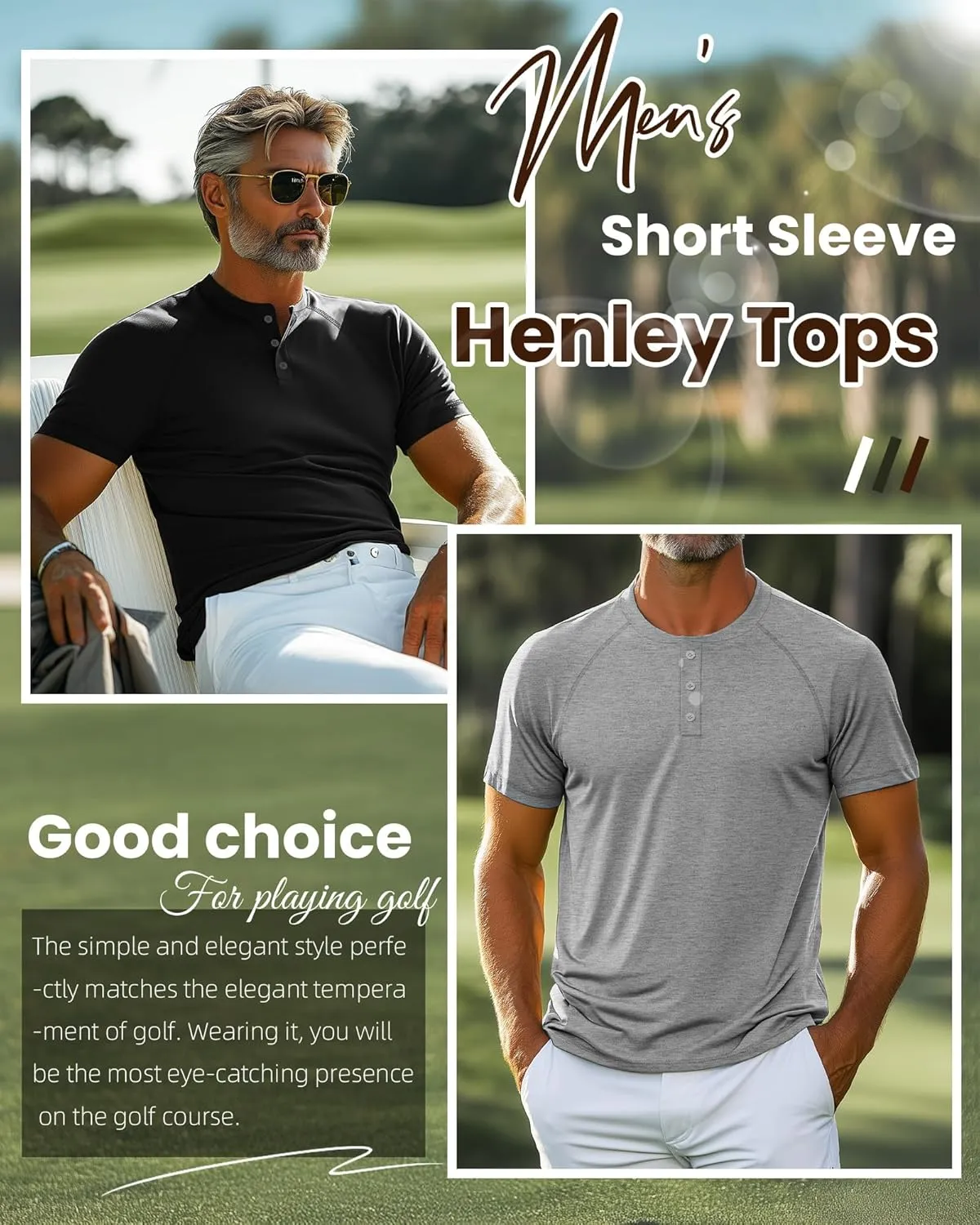 Riyiper 3 Pack Henley Shirts for Men Short Sleeve Raglan M-5XL Cotton Regular and Big Tall Tops Casual Summer Basic Tee