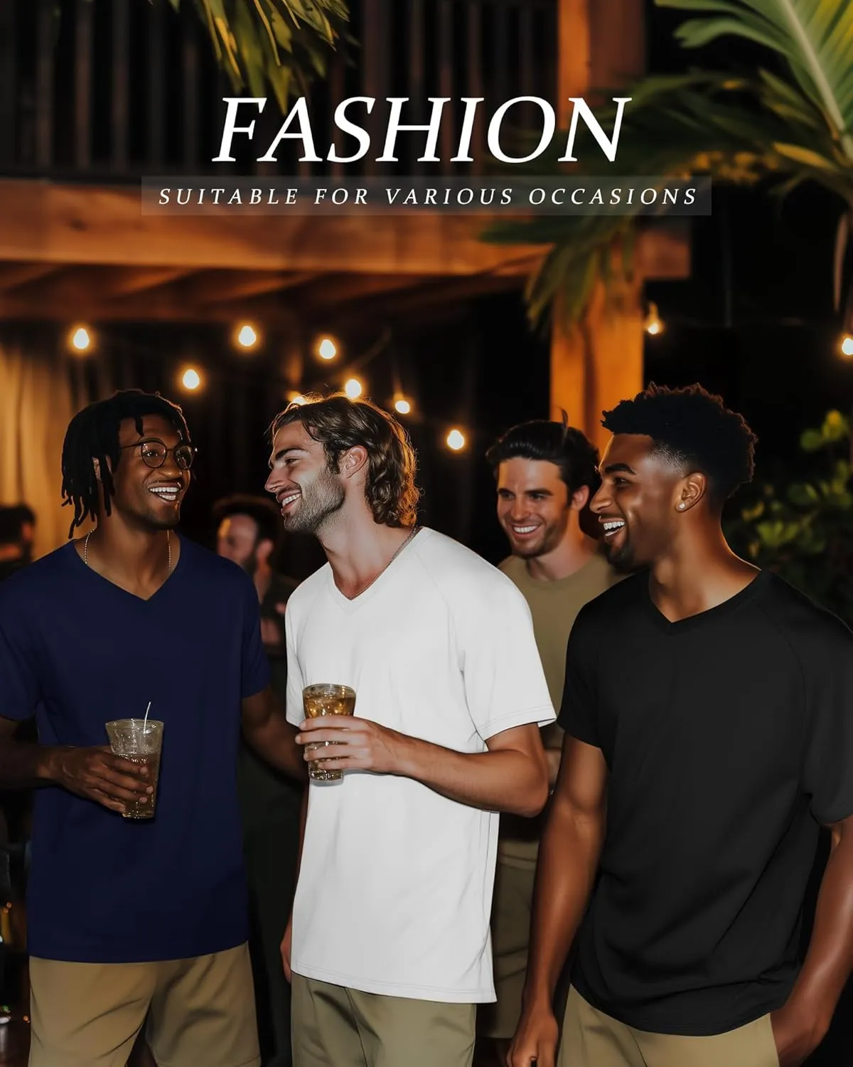 Riyiper 4 Pack Men's Big and Tall V Neck T-Shirts, Raglan Short Sleeve 30% Cotton Oversized Top Casual Summer Basic Tee
