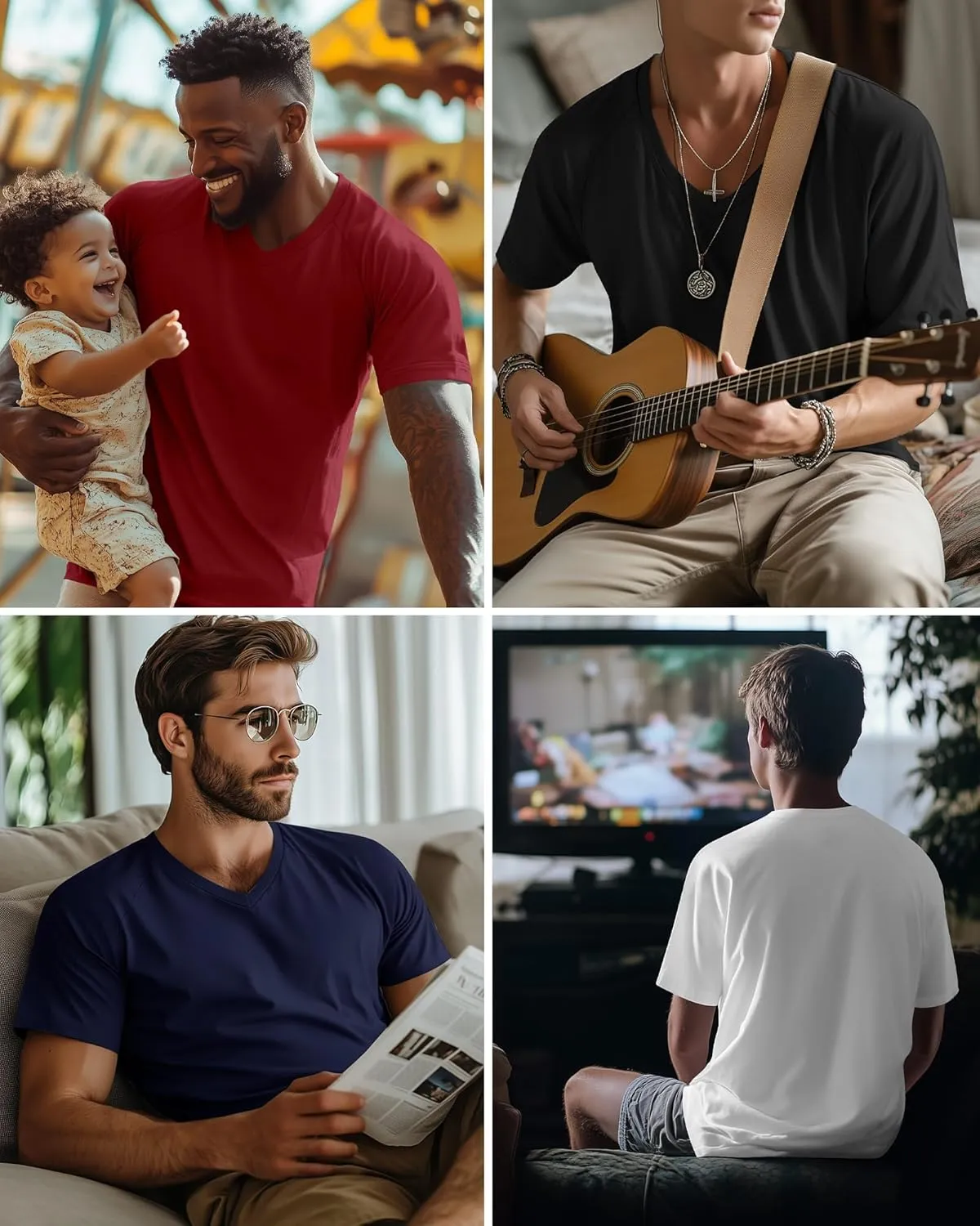 Riyiper 4 Pack Men's Big and Tall V Neck T-Shirts, Raglan Short Sleeve 30% Cotton Oversized Top Casual Summer Basic Tee