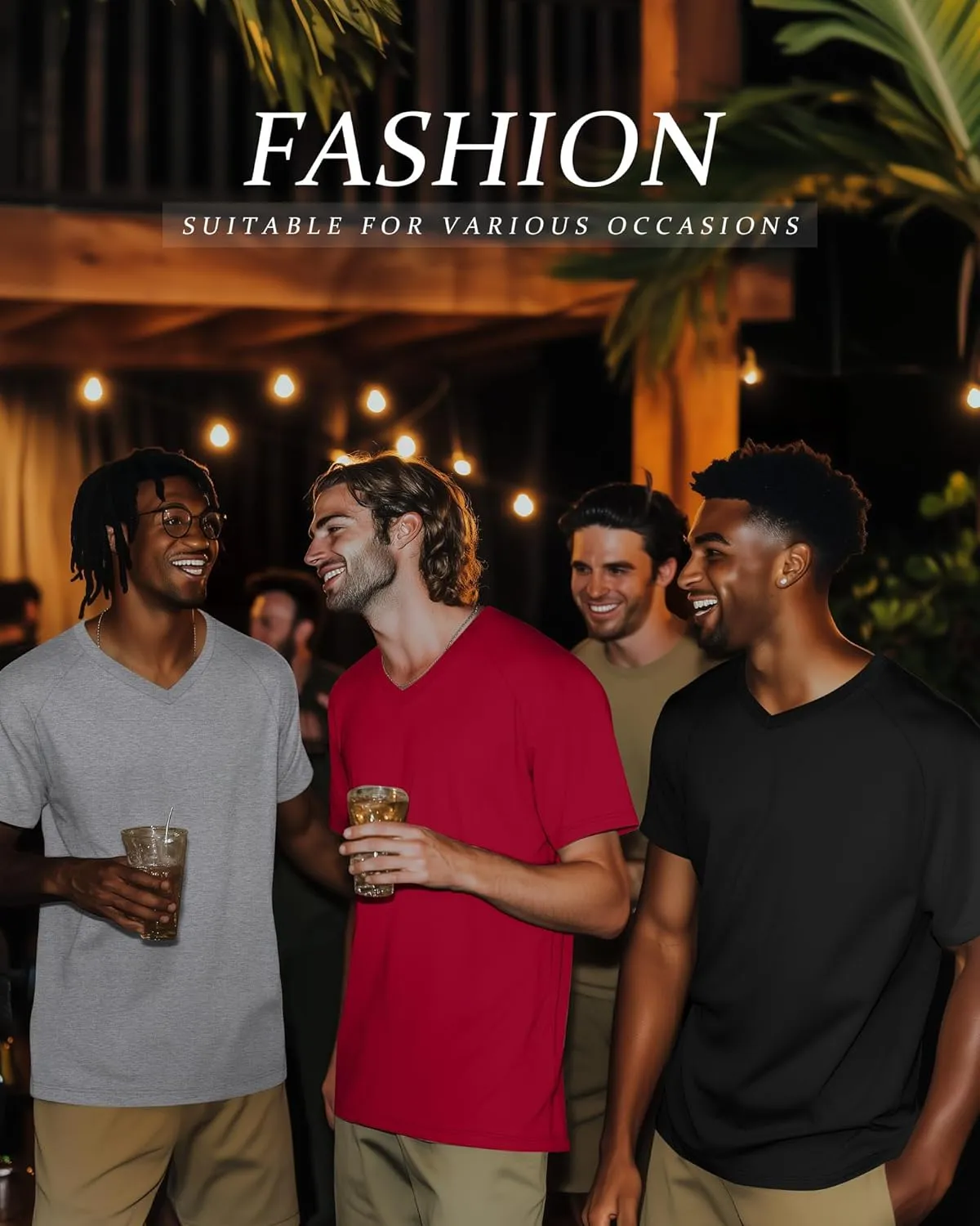 Riyiper 4 Pack Men's Big and Tall V Neck T-Shirts, Raglan Short Sleeve 30% Cotton Oversized Top Casual Summer Basic Tee