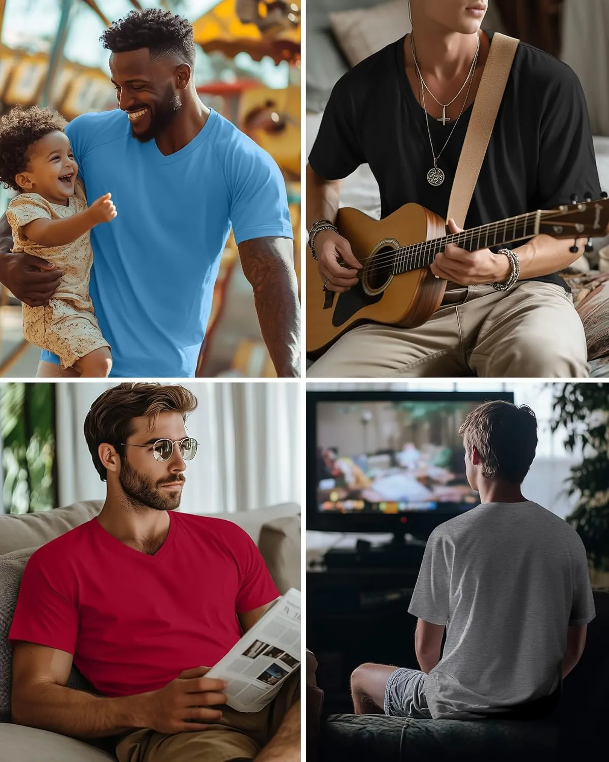 Riyiper 4 Pack Men's Big and Tall V Neck T-Shirts, Raglan Short Sleeve 30% Cotton Oversized Top Casual Summer Basic Tee