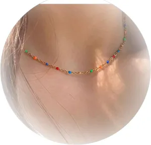 Roe Dolph Colorful Beaded Necklace Dainty Boho Necklaces for Women Summer Surfer Necklace Handmade Beads Flower Necklace Hawaiian Beach Charm Necklace Summer Outfits Accessories for Women