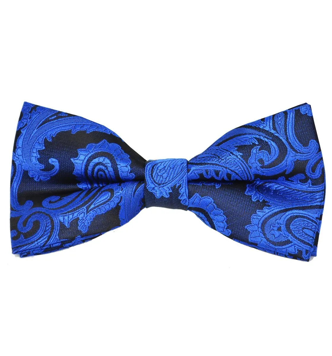 Royal Blue and Black Paisley Bow Tie