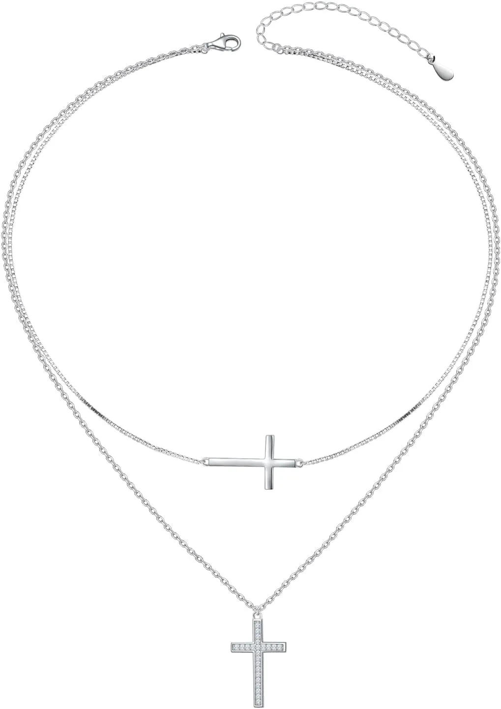 S925 Sterling Silver Faith Cross Pendant Necklace Christian Jewelry Gifts for Women