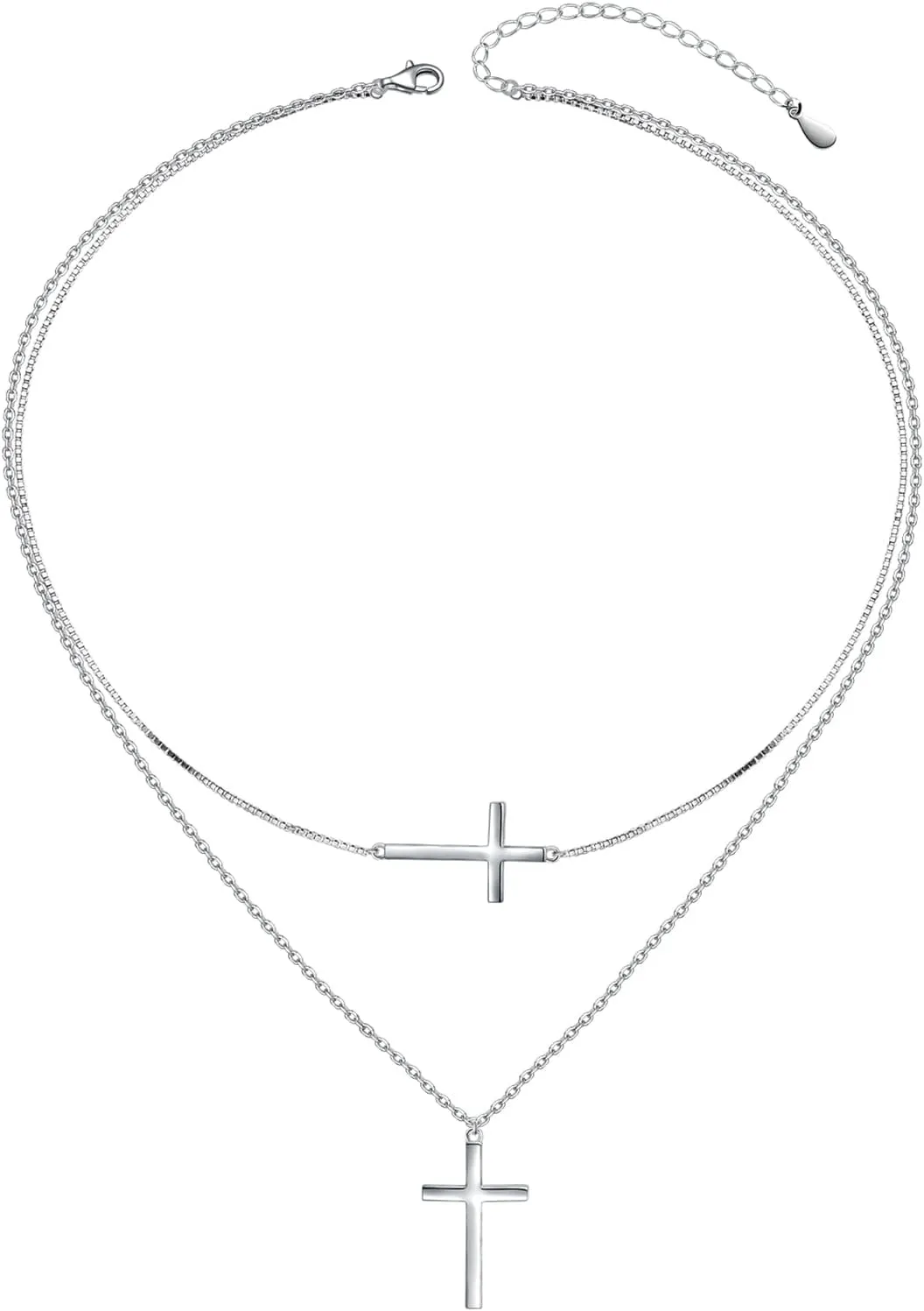 S925 Sterling Silver Faith Cross Pendant Necklace Christian Jewelry Gifts for Women
