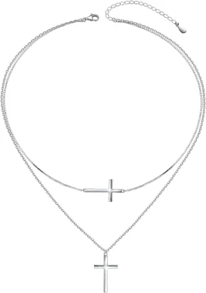 S925 Sterling Silver Faith Cross Pendant Necklace Christian Jewelry Gifts for Women