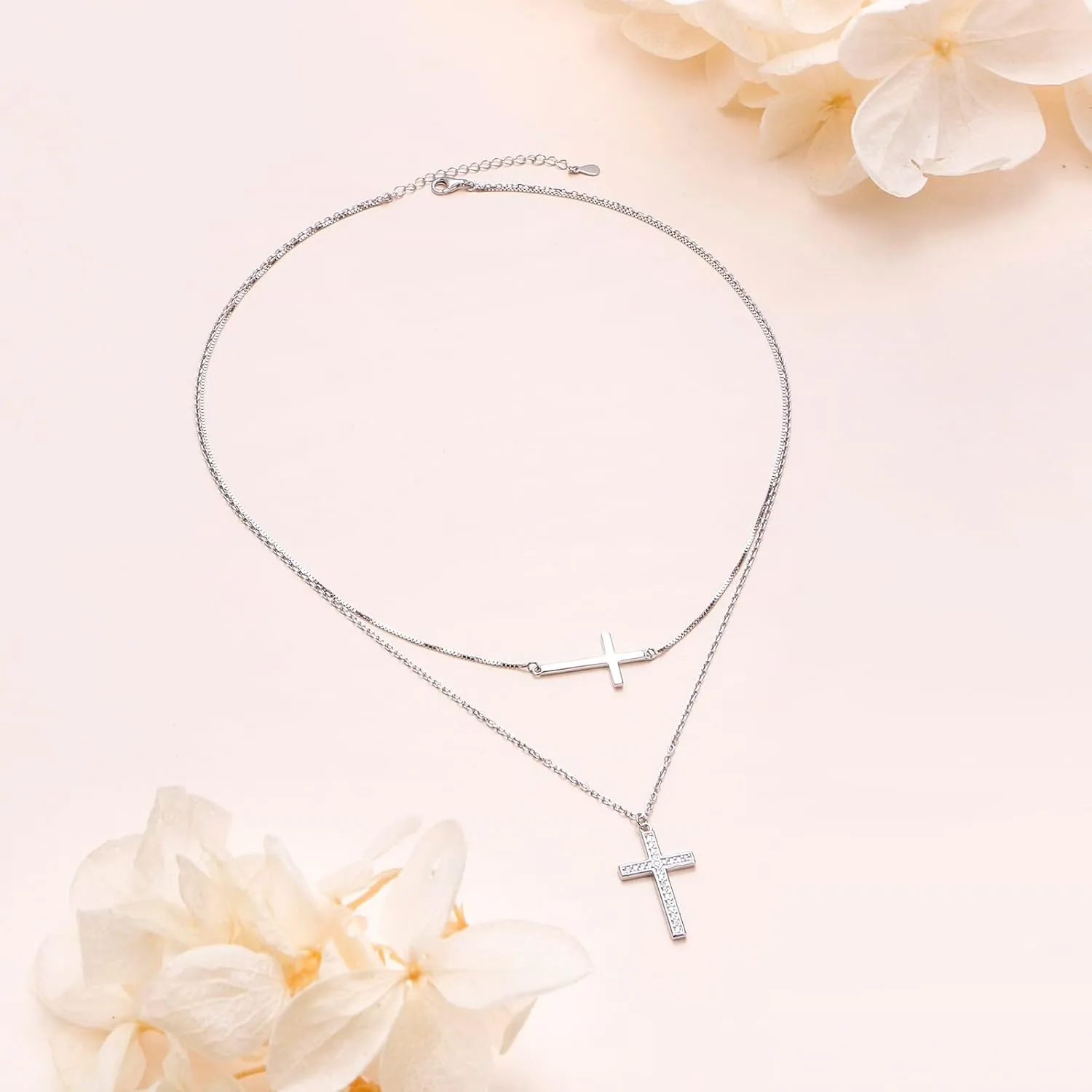 S925 Sterling Silver Faith Cross Pendant Necklace Christian Jewelry Gifts for Women
