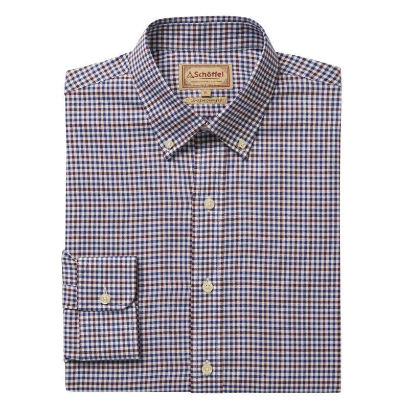 Schoffel Burnsall Shirt - Navy/Fig Micro