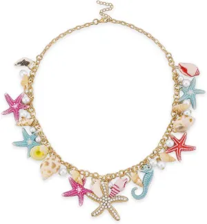 Shell Charm Necklaces for Women Gold Chunky Seashell Starfish Necklace Bohemian Boho Summer Vacation Beach Charm Necklaces Beach Shell Jewelry
