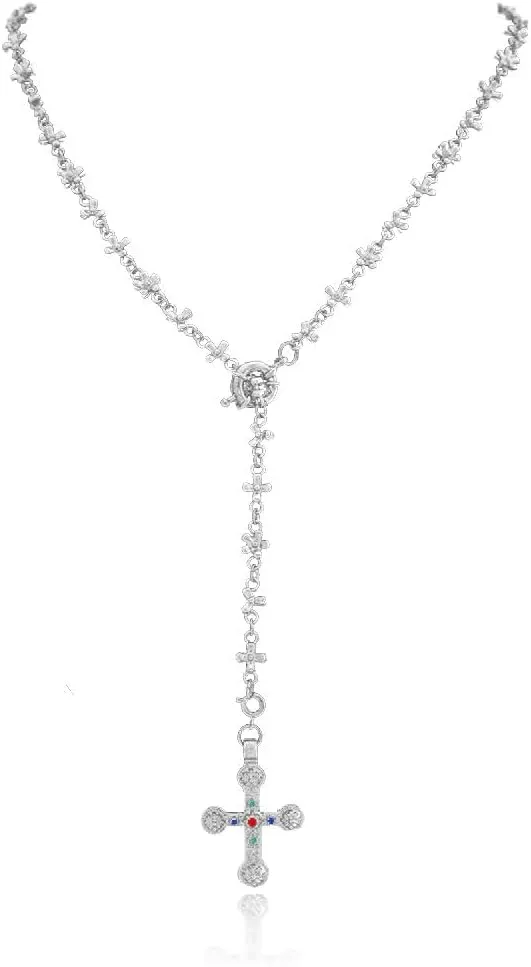 Shiny Cross Pendant Necklace for Women Fashion Molecule Chain necklace Statement Y2K Ins Party Jewelry