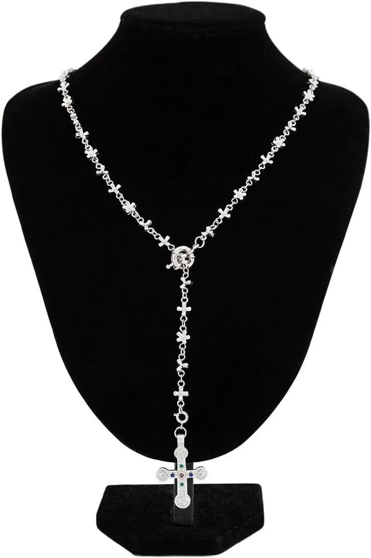Shiny Cross Pendant Necklace for Women Fashion Molecule Chain necklace Statement Y2K Ins Party Jewelry
