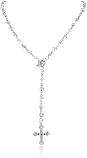 Shiny Cross Pendant Necklace for Women Fashion Molecule Chain necklace Statement Y2K Ins Party Jewelry