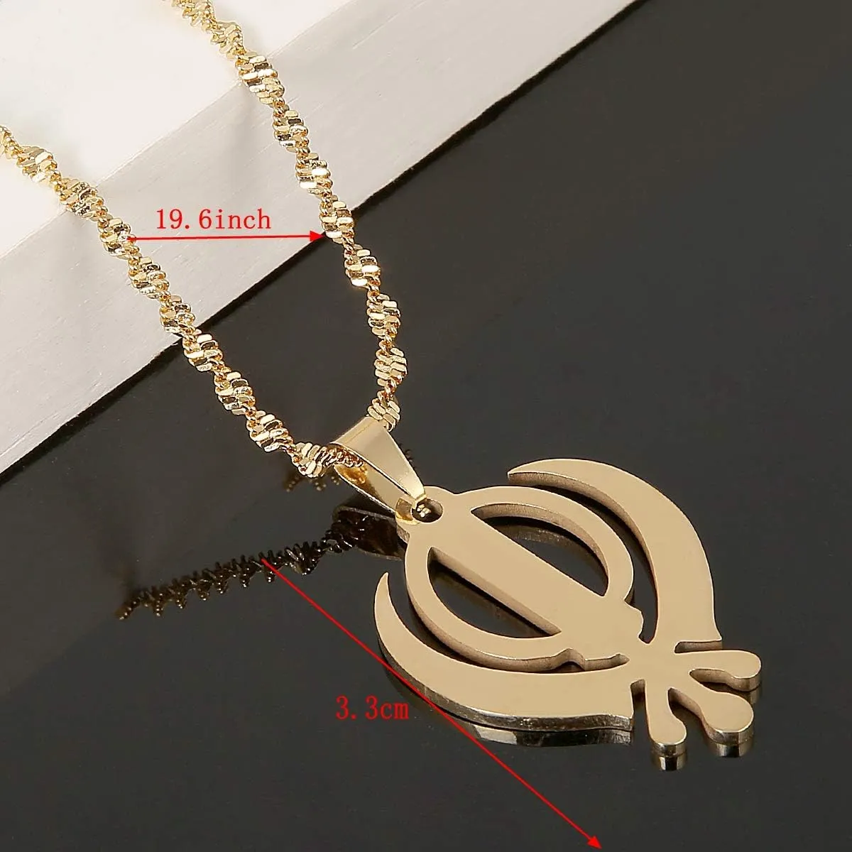 Sikhism Necklace Pendant Sikh Khanda Jewelry Gold Color Sikhs Necklaces Religious
