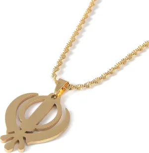 Sikhism Necklace Pendant Sikh Khanda Jewelry Gold Color Sikhs Necklaces Religious