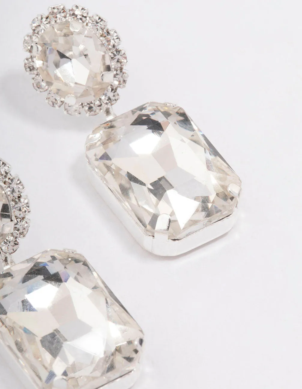 Silver Double Tiered Statement Drop Earrings