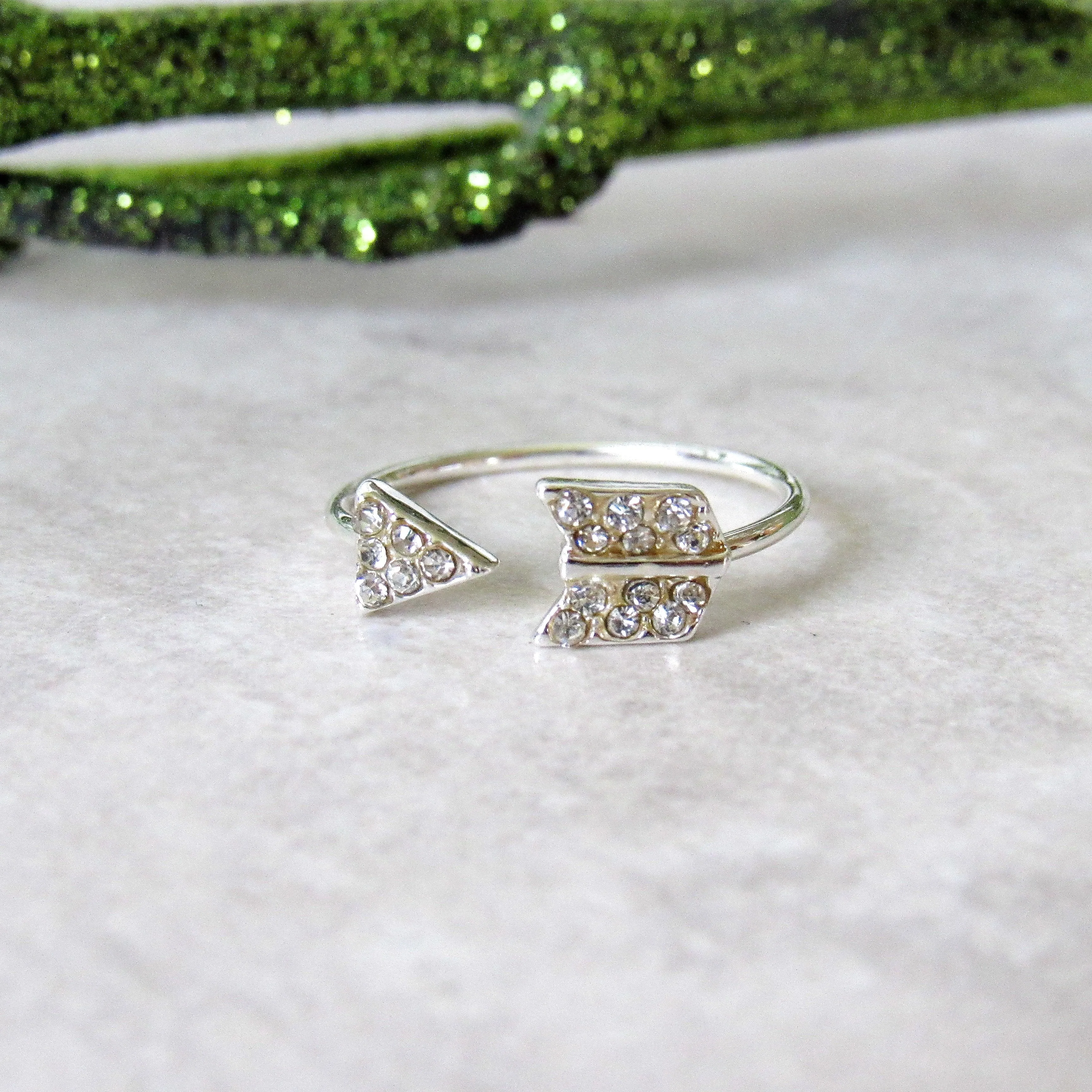 Silver Jeweled Arrow Rings