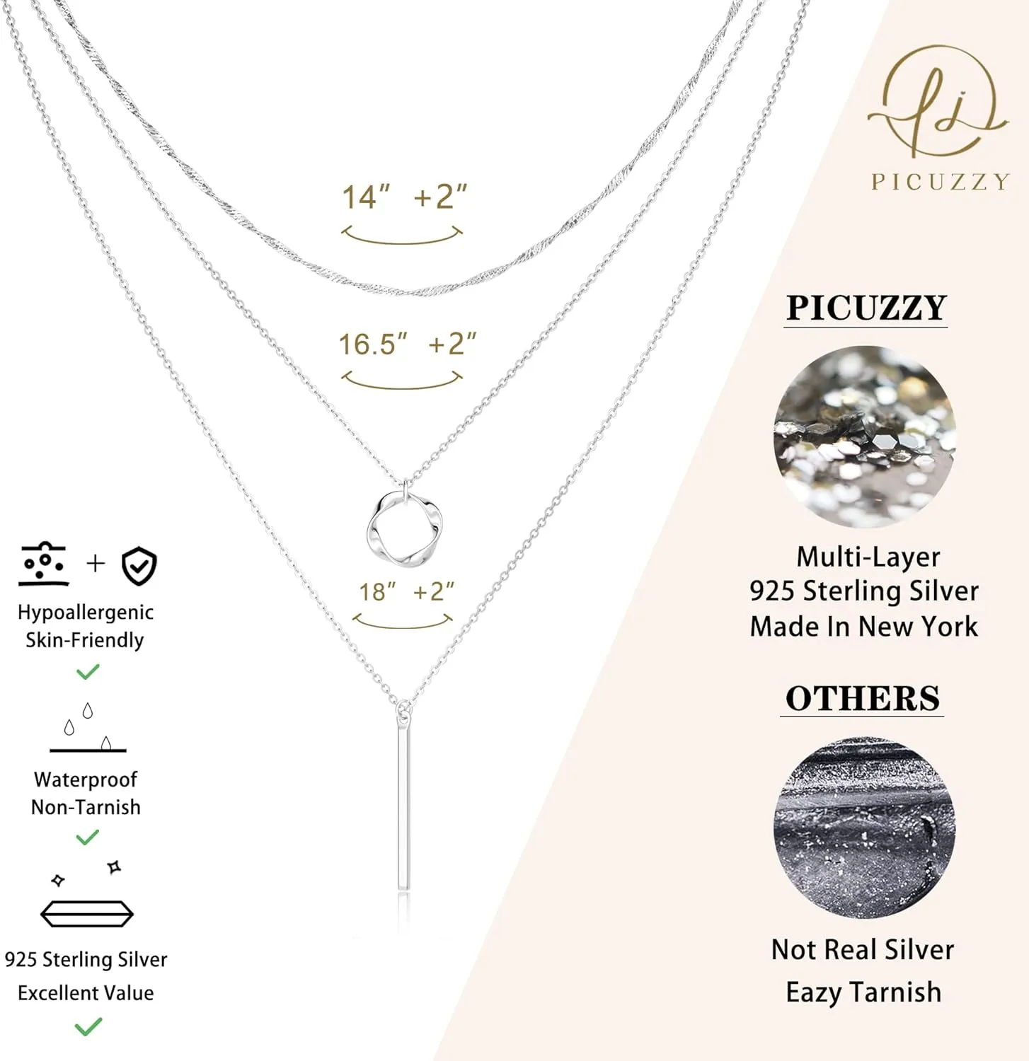 Silver Layered Necklaces for Women, Stackable Dainty Silver Choker Necklaces for Women Trendy Layering Circle Bar Pendant Chain Necklace Fashion Jewelry Set Gifts for Women Teen Girls