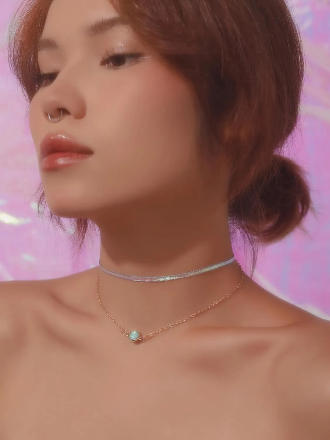 Simple Hologram Heart Pendant Choker Necklaces Accessories for Women Trendy Stuff