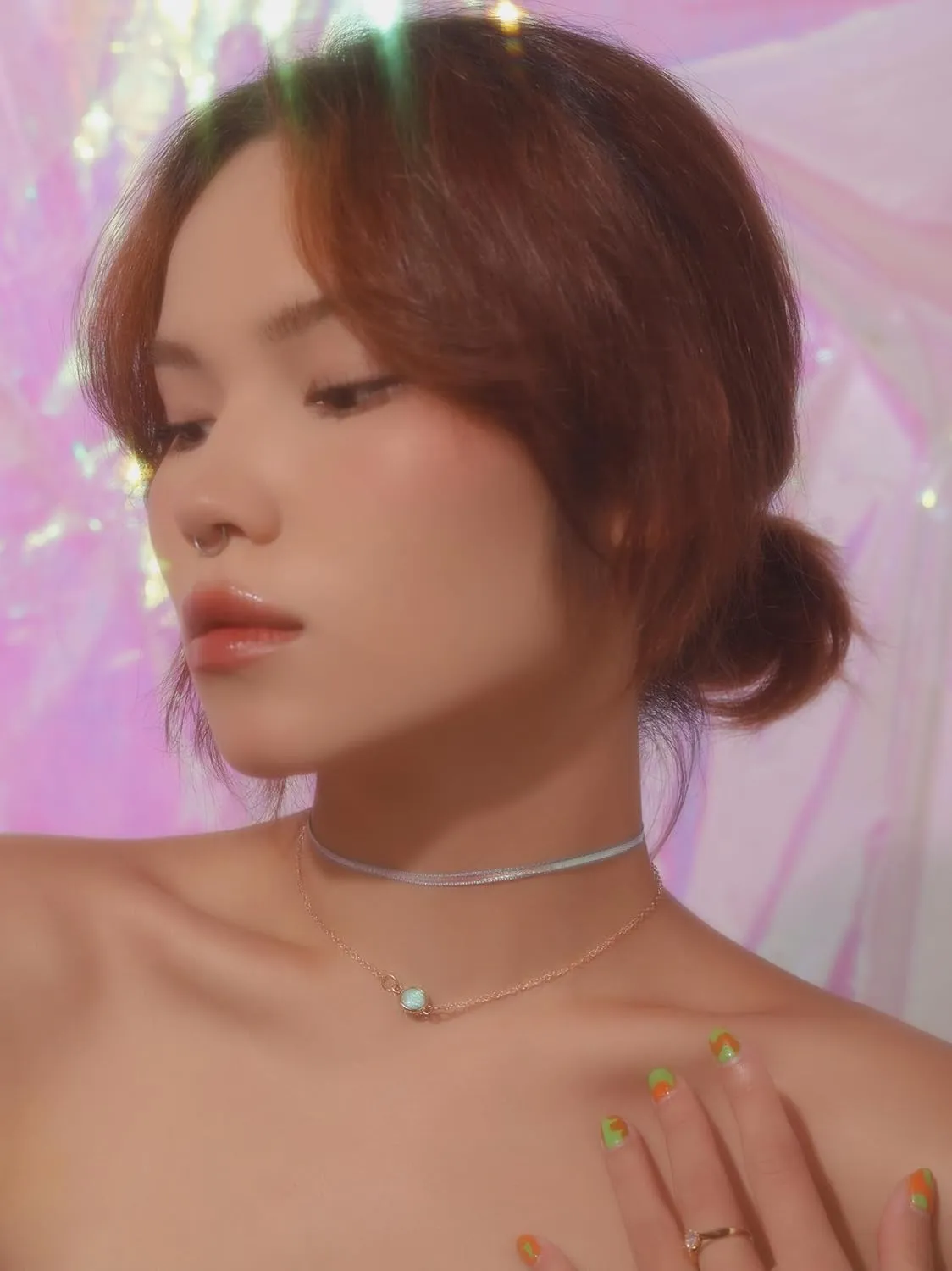Simple Hologram Heart Pendant Choker Necklaces Accessories for Women Trendy Stuff