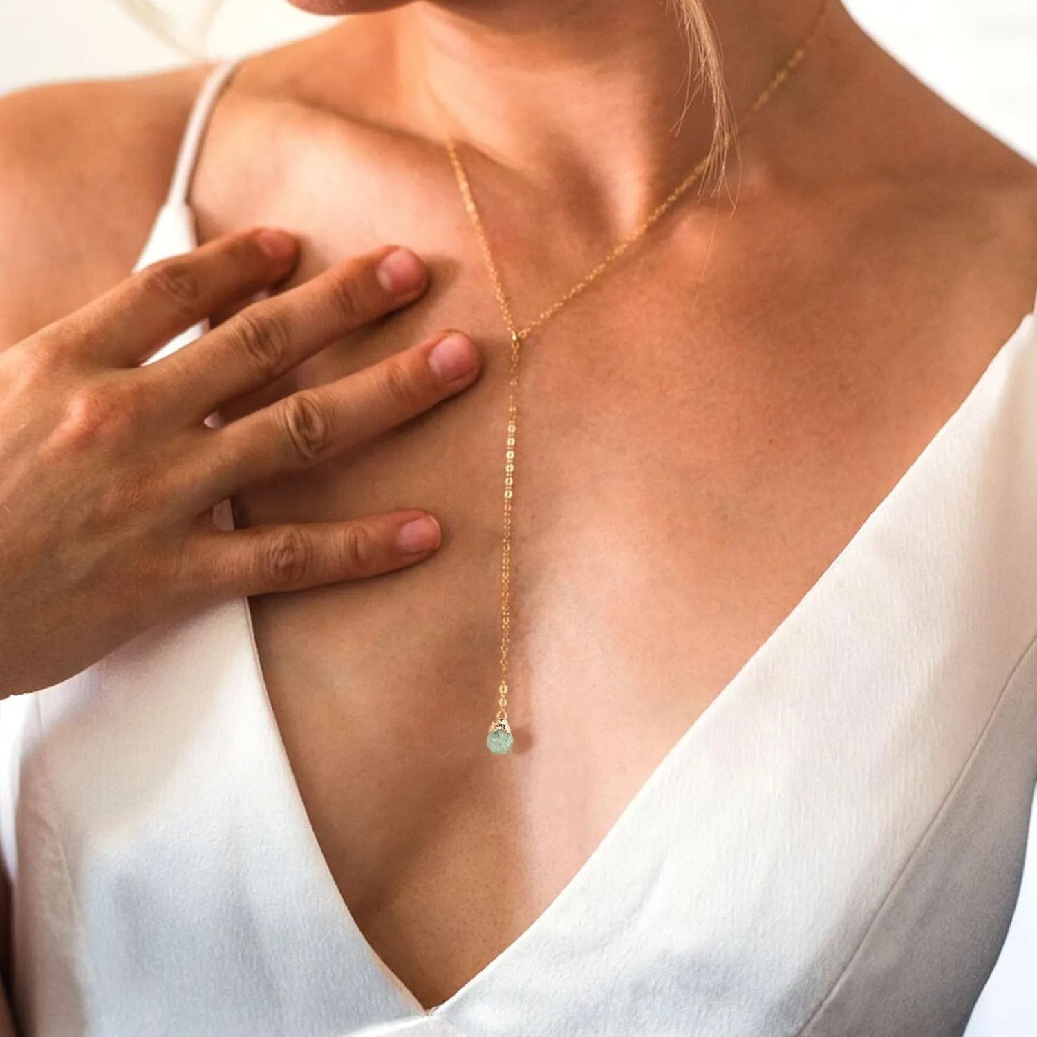 S.J JEWELRY Womens Handmade CZ Simple Delicate 14K Gold Plated/Rose Gold Plated/Silver Plated Lariat Simple Baton Adjustable Y Necklace