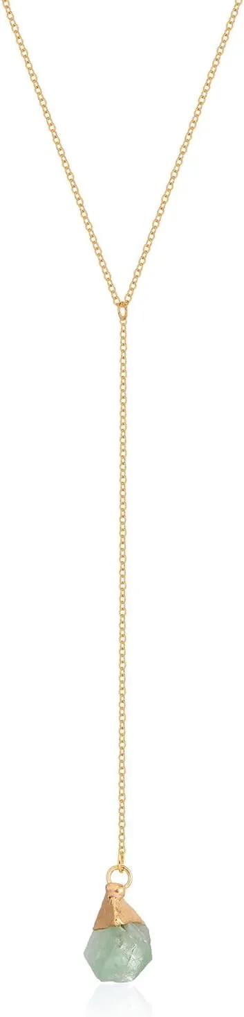 S.J JEWELRY Womens Handmade CZ Simple Delicate 14K Gold Plated/Rose Gold Plated/Silver Plated Lariat Simple Baton Adjustable Y Necklace