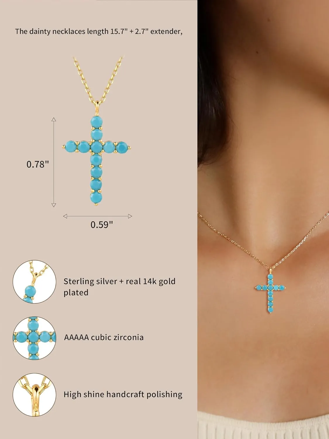 S.Leaf Cross Necklace for Women Sterling Silver Gold Birthstone Cross Chain Cubic Zirconia Necklaces Best Friend Birthday Gifts for Women Sister Mom Wife Her Friend Party