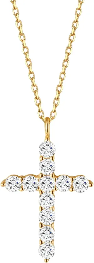 S.Leaf Cross Necklace for Women Sterling Silver Gold Birthstone Cross Chain Cubic Zirconia Necklaces Best Friend Birthday Gifts for Women Sister Mom Wife Her Friend Party