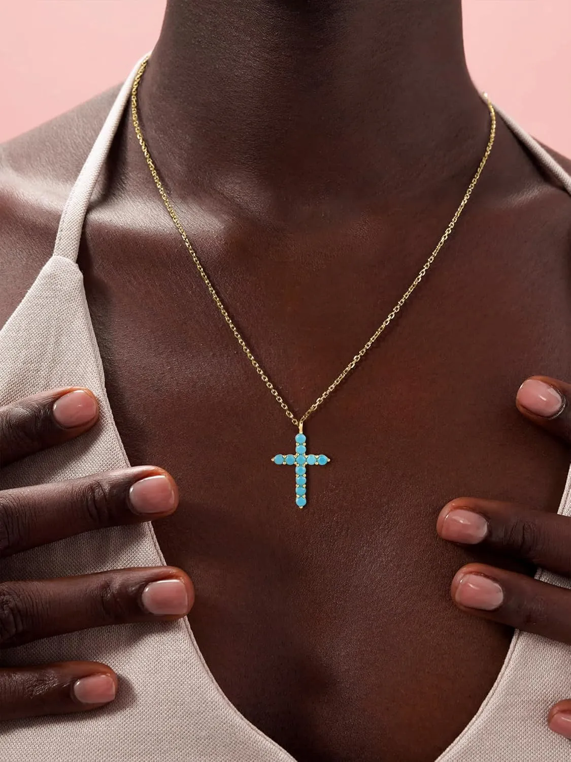 S.Leaf Cross Necklace for Women Sterling Silver Gold Birthstone Cross Chain Cubic Zirconia Necklaces Best Friend Birthday Gifts for Women Sister Mom Wife Her Friend Party
