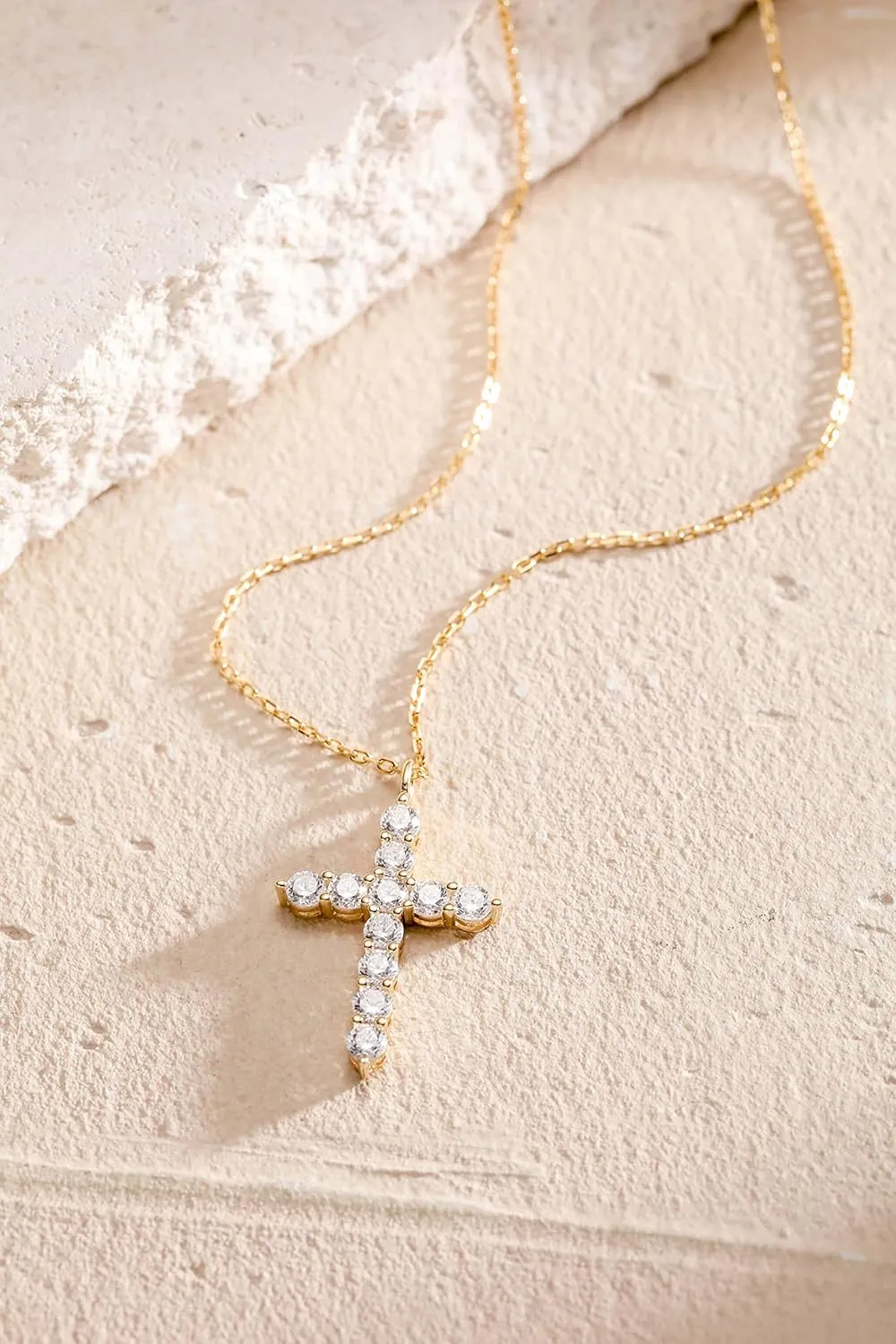 S.Leaf Cross Necklace for Women Sterling Silver Gold Birthstone Cross Chain Cubic Zirconia Necklaces Best Friend Birthday Gifts for Women Sister Mom Wife Her Friend Party