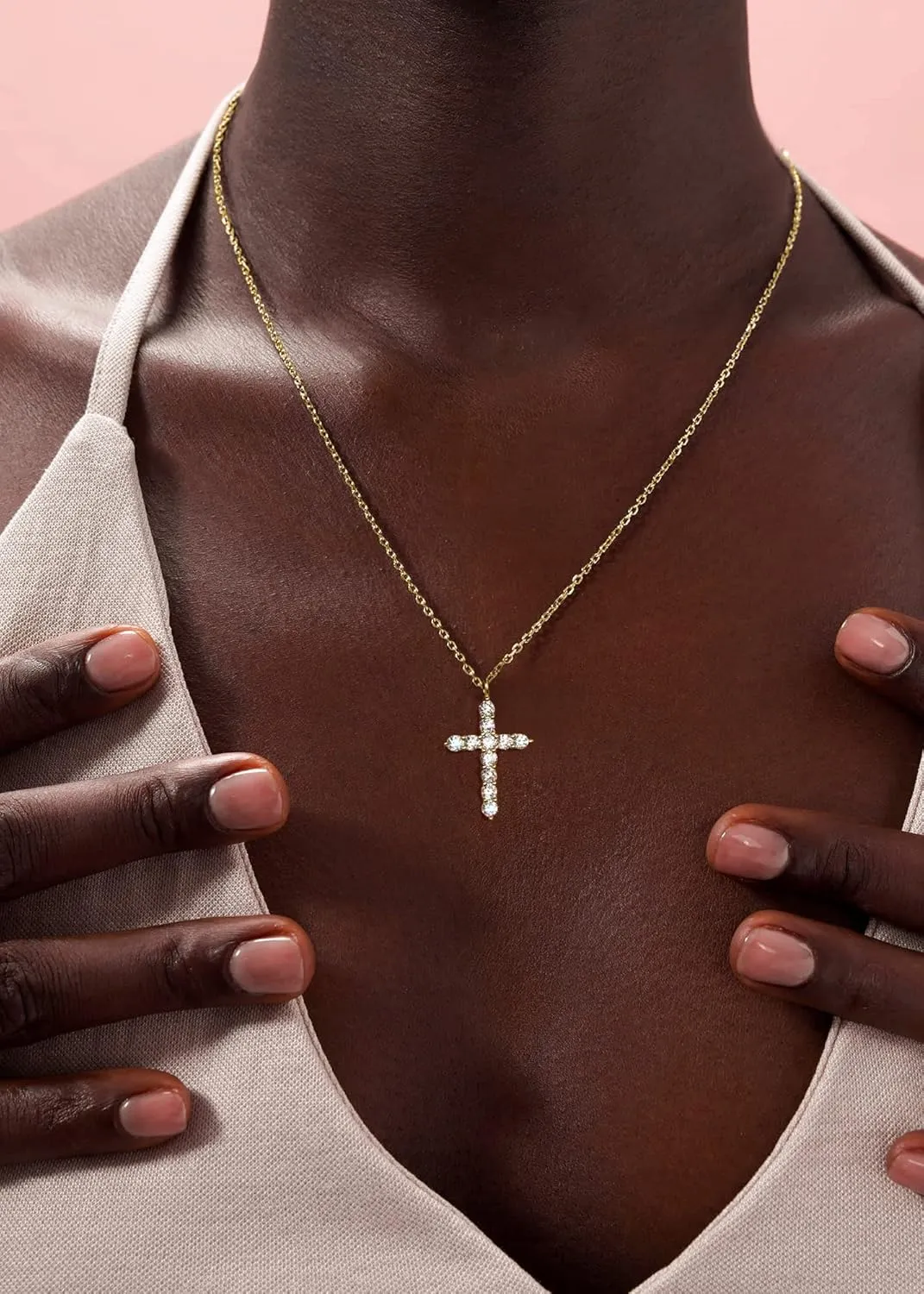 S.Leaf Cross Necklace for Women Sterling Silver Gold Birthstone Cross Chain Cubic Zirconia Necklaces Best Friend Birthday Gifts for Women Sister Mom Wife Her Friend Party