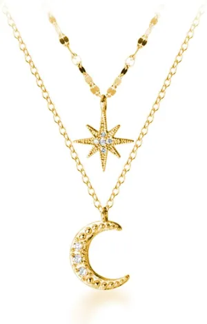 SLUYNZ 925 Sterling Silver Layered Necklace Chain Star Moon Choker Necklace for Women Layering Chain Choker