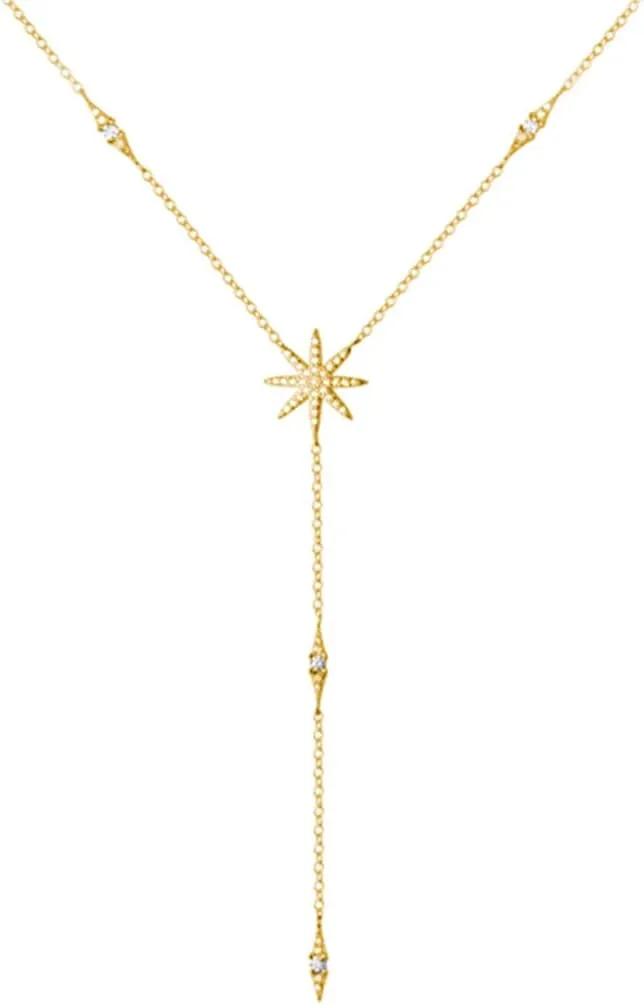 SLUYNZ 925 Sterling Silver Star Y Necklace for Women Teens CZ Star Necklace Choker Necklace Pendant