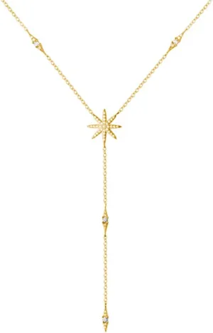 SLUYNZ 925 Sterling Silver Star Y Necklace for Women Teens CZ Star Necklace Choker Necklace Pendant