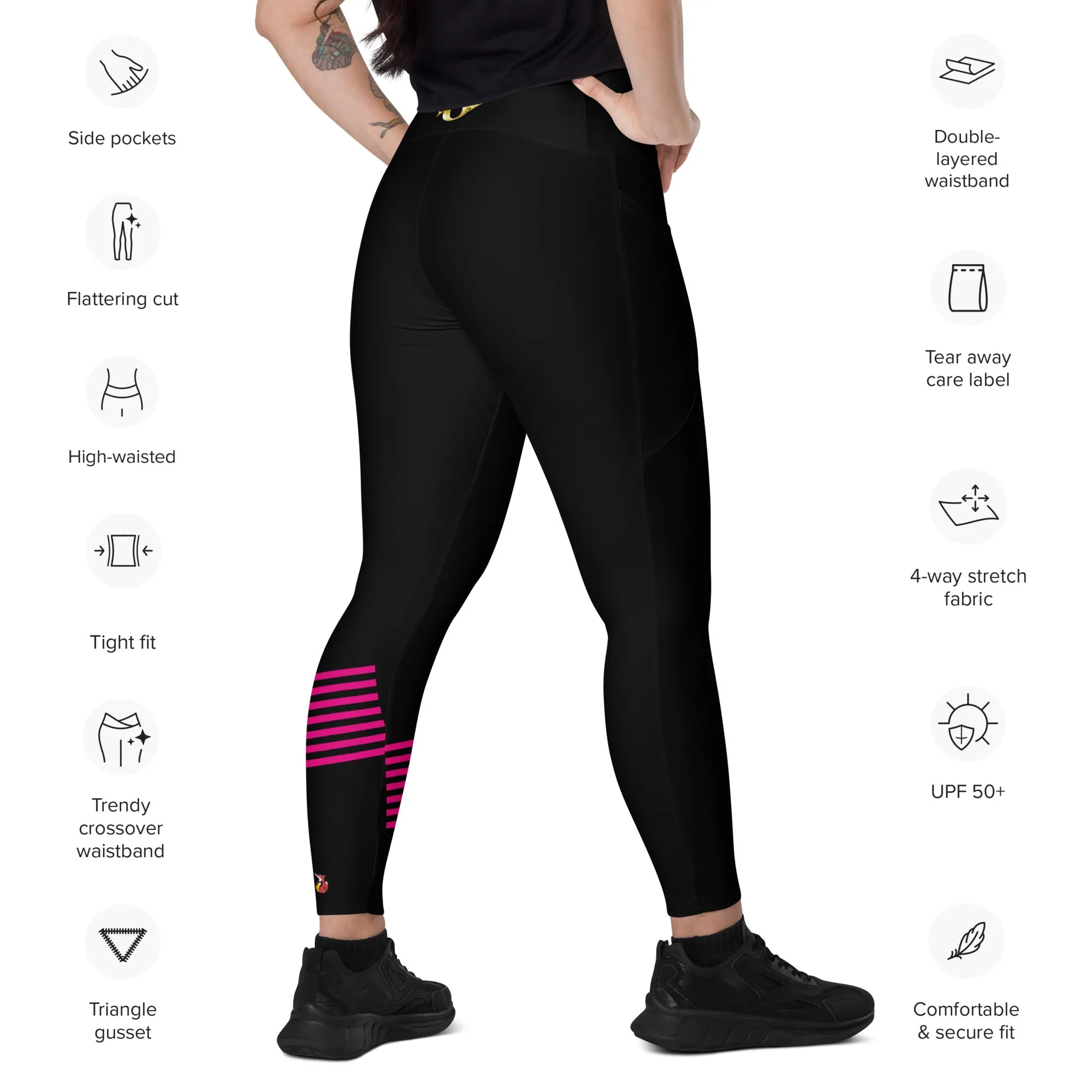 Snooty Fox Art Crossover Leggings with Pockets - AMOR