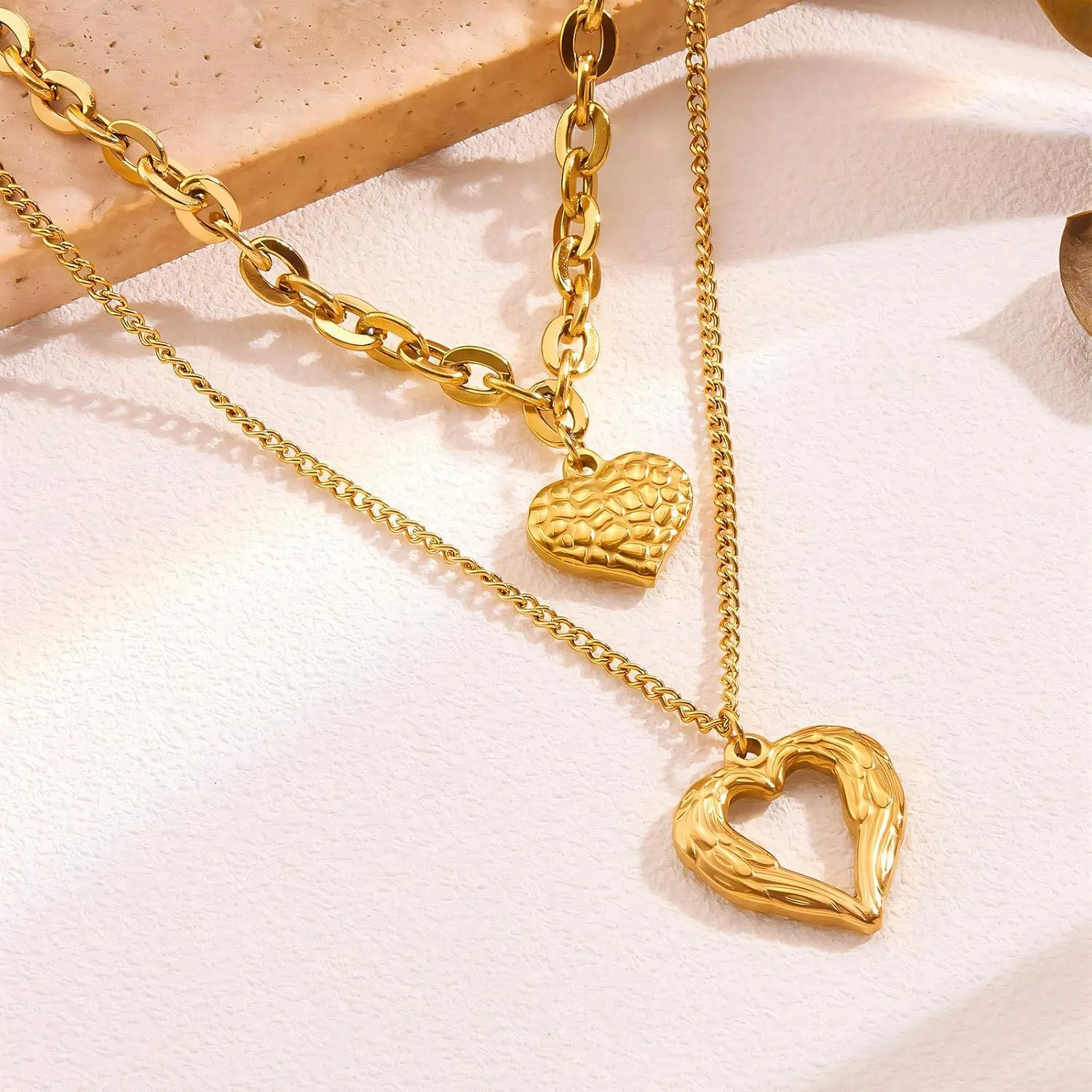 SOCICO 18K Gold Heart Pendant Necklaces for Women Cross Faith Pendant Necklaces Sun Necklace Cute Boho Tiny Evil Eye Lucky Protection Jewelry Gift Christmas Gifts Birthday Gifts for Women Jewelry