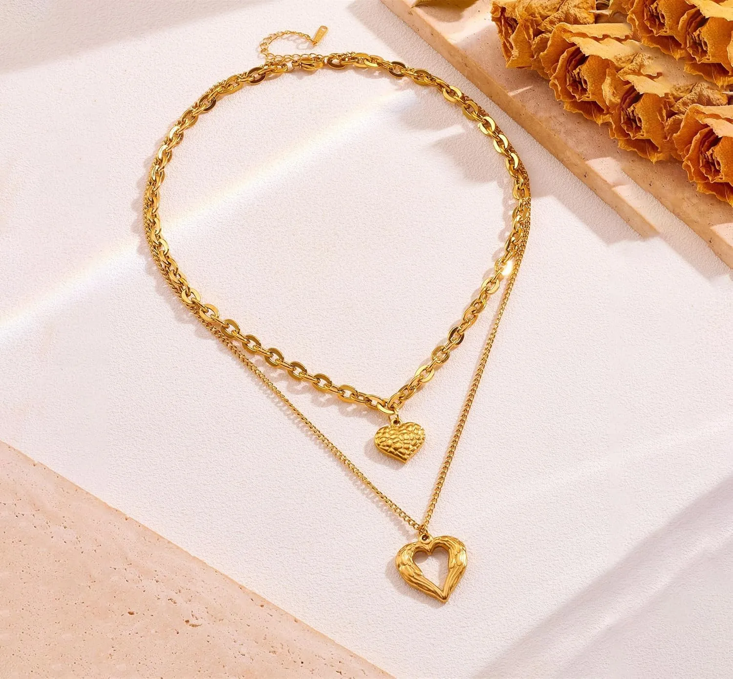 SOCICO 18K Gold Heart Pendant Necklaces for Women Cross Faith Pendant Necklaces Sun Necklace Cute Boho Tiny Evil Eye Lucky Protection Jewelry Gift Christmas Gifts Birthday Gifts for Women Jewelry