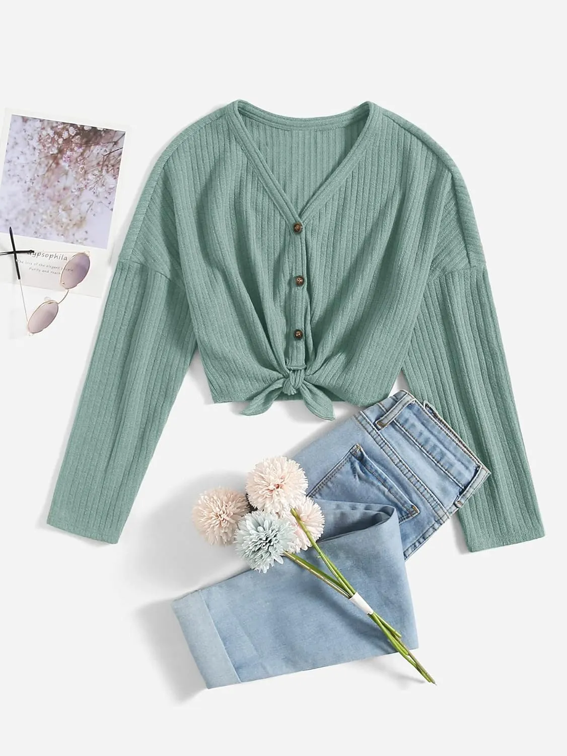 SOLY HUX Girl's Casual Cardigan Open Front Long Sleeve Top Cute Jacket Outwear for Girls Cardigan T Shirts