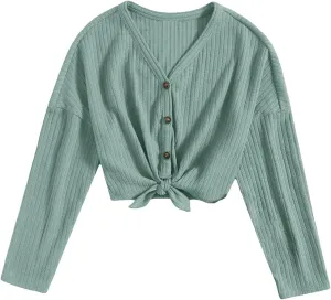 SOLY HUX Girl's Casual Cardigan Open Front Long Sleeve Top Cute Jacket Outwear for Girls Cardigan T Shirts