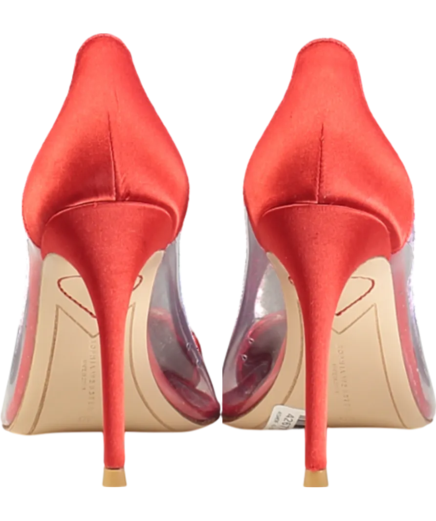 Sophia Webster Red Amora Heart-embellished Leather, Satin And Vinyl Heeled Courts UK 7 EU 40 