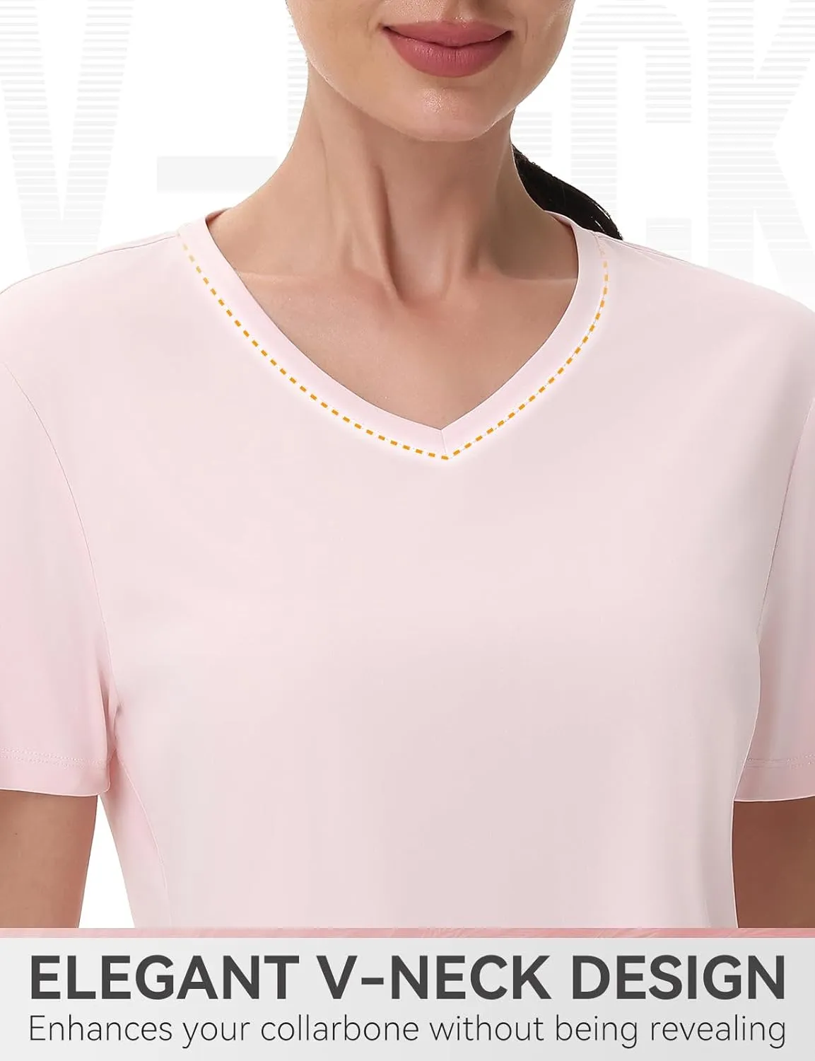 SPEXIAL Women's Short Sleeve Sun Shirt UPF 50  V Neck Hiking Workout Tops Moisture Wicking Quick Dry T-Shirts