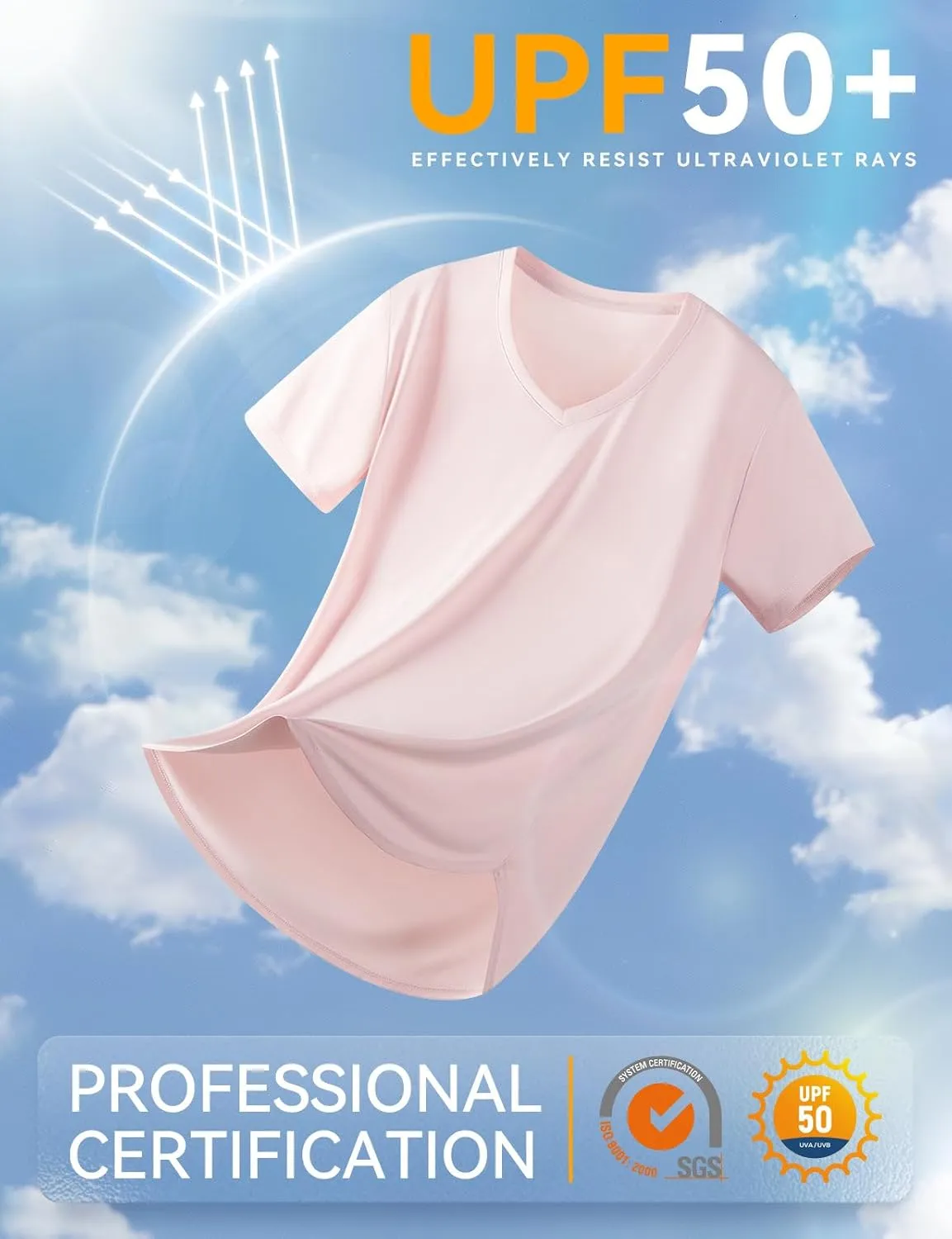 SPEXIAL Women's Short Sleeve Sun Shirt UPF 50  V Neck Hiking Workout Tops Moisture Wicking Quick Dry T-Shirts