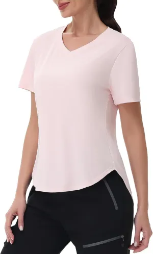 SPEXIAL Women's Short Sleeve Sun Shirt UPF 50  V Neck Hiking Workout Tops Moisture Wicking Quick Dry T-Shirts