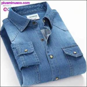 Spring Autumn Men Denim Thin Shirt Long Sleeve Soft 100%