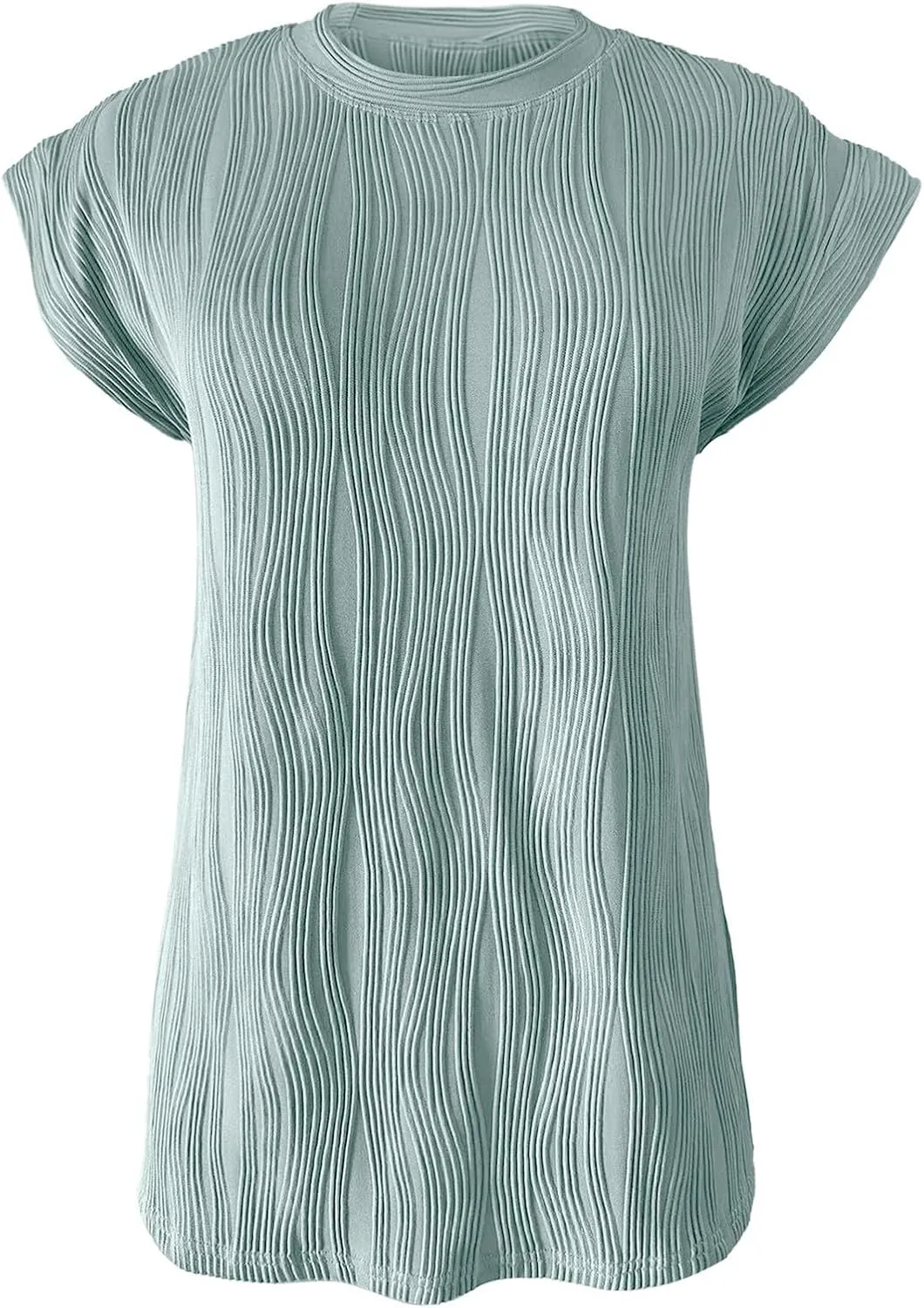 Spring Tops for Women 2024,Short Sleeve Textured Tops Crewneck Knit Solid Loose Casual Basic T Shirts Tee Blouse