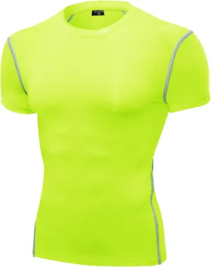 SPVISE 1 or 2 Pack Men's Compression Shirts Short Sleeve Athletic Workout T-Shirt Running Tops Cool Dry Active Gym Undershirt